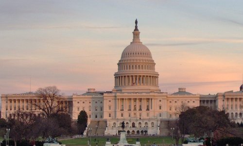 Photograph of the Capitol Building at dusk